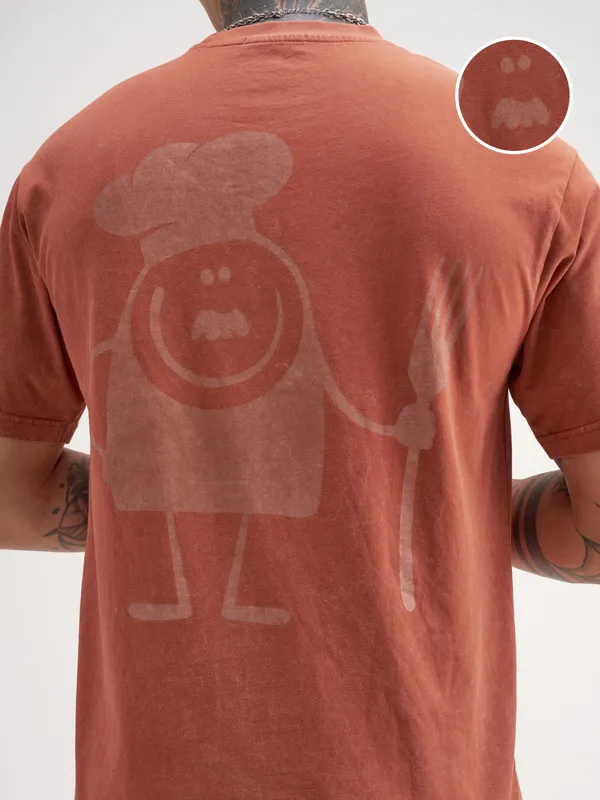 Highlander Men Rust Printed Round Neck T-Shirt