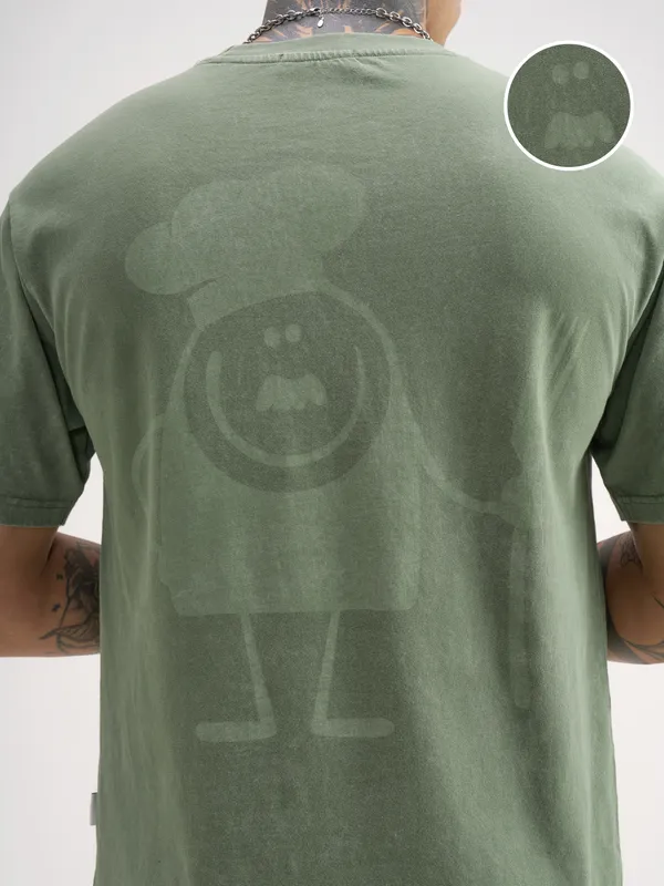 Highlander Men Green Printed Round Neck T-Shirt