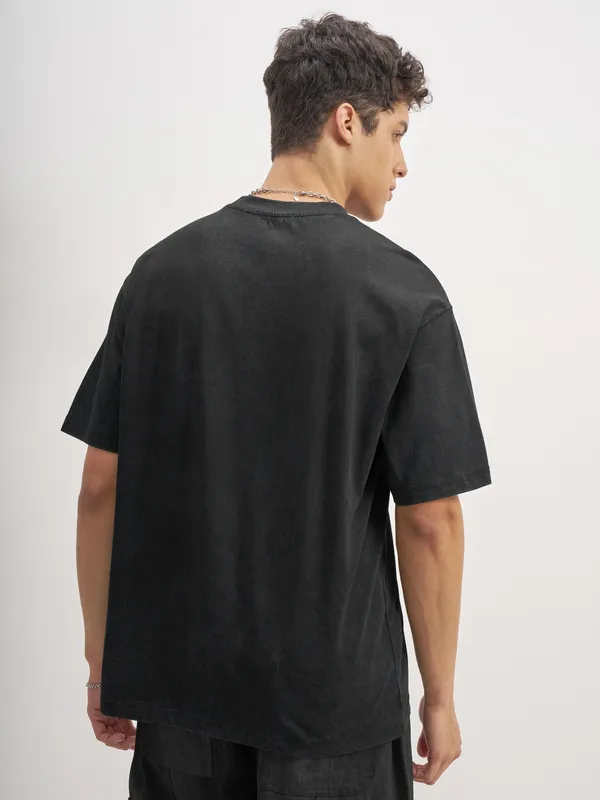 Highlander Men Black Printed Round Neck T-Shirt