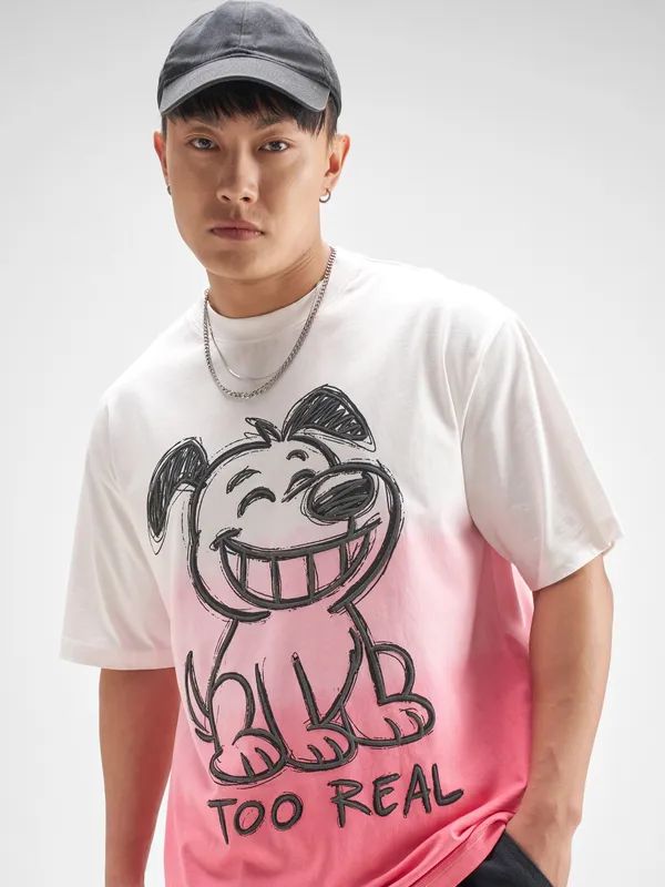 Highlander Men Pink Printed Round Neck T-Shirt