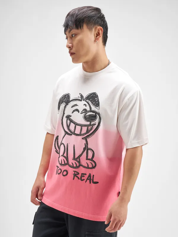 Highlander Men Pink Printed Round Neck T-Shirt