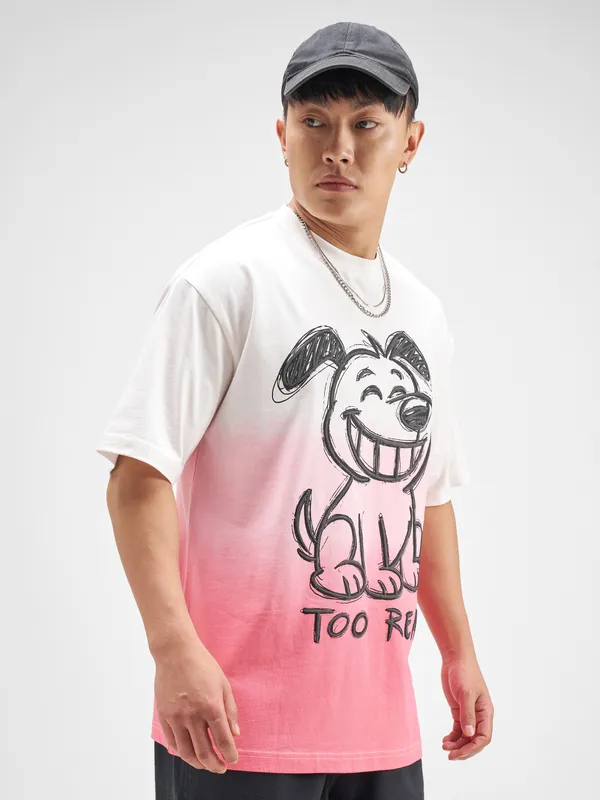 Highlander Men Pink Printed Round Neck T-Shirt