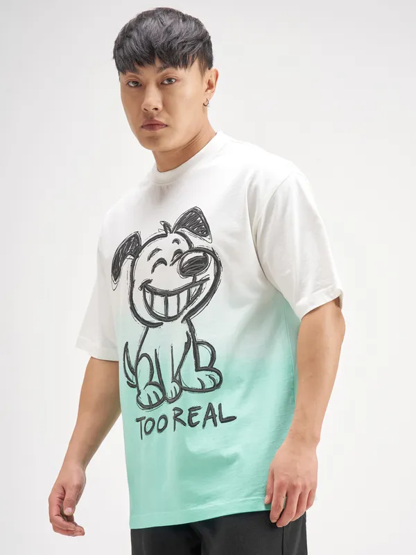 Highlander Men Blue Printed Round Neck T-Shirt