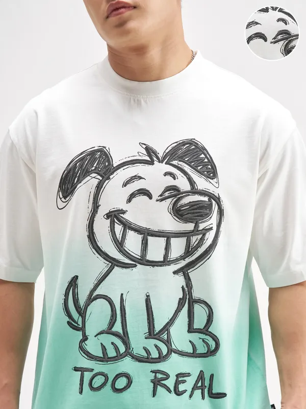 Highlander Men Blue Printed Round Neck T-Shirt