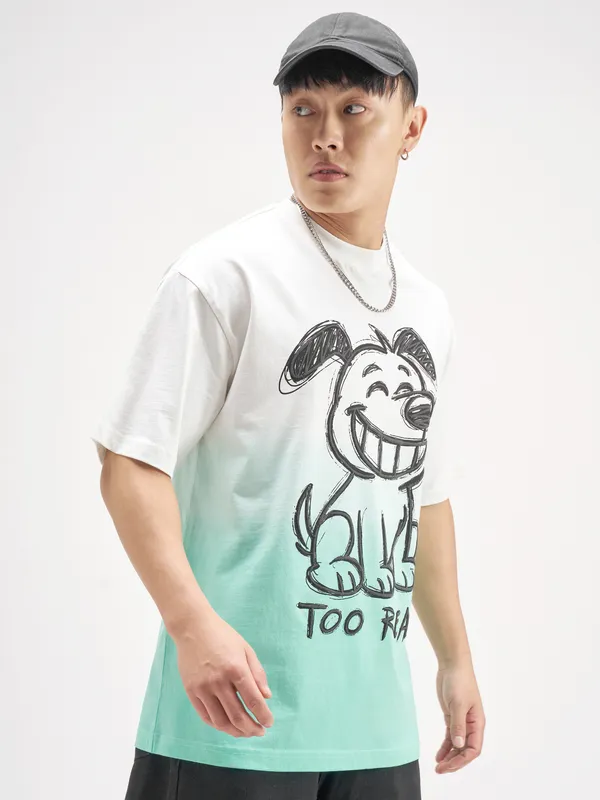 Highlander Men Blue Printed Round Neck T-Shirt