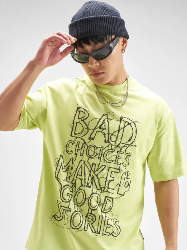 Highlander Men Green Printed Round Neck T-Shirt