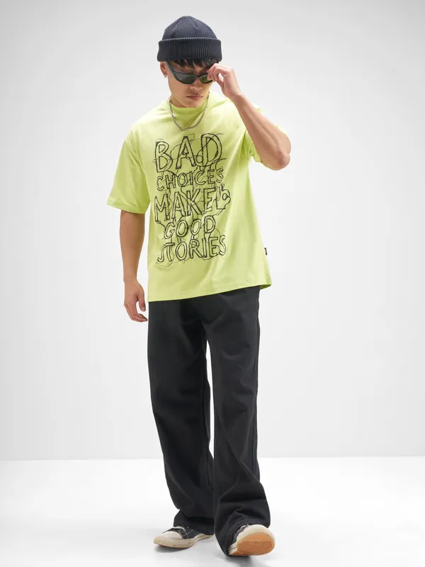 Highlander Men Green Printed Round Neck T-Shirt