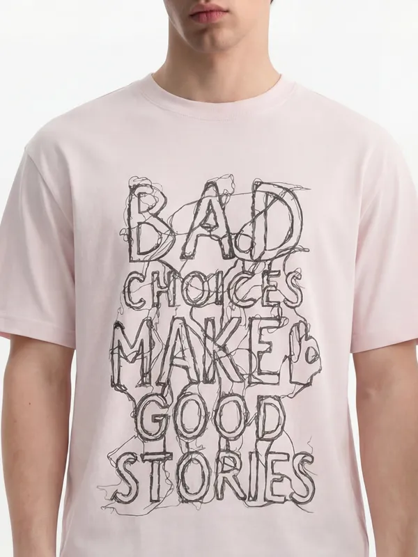 Highlander Men Pink Printed Round Neck T-Shirt