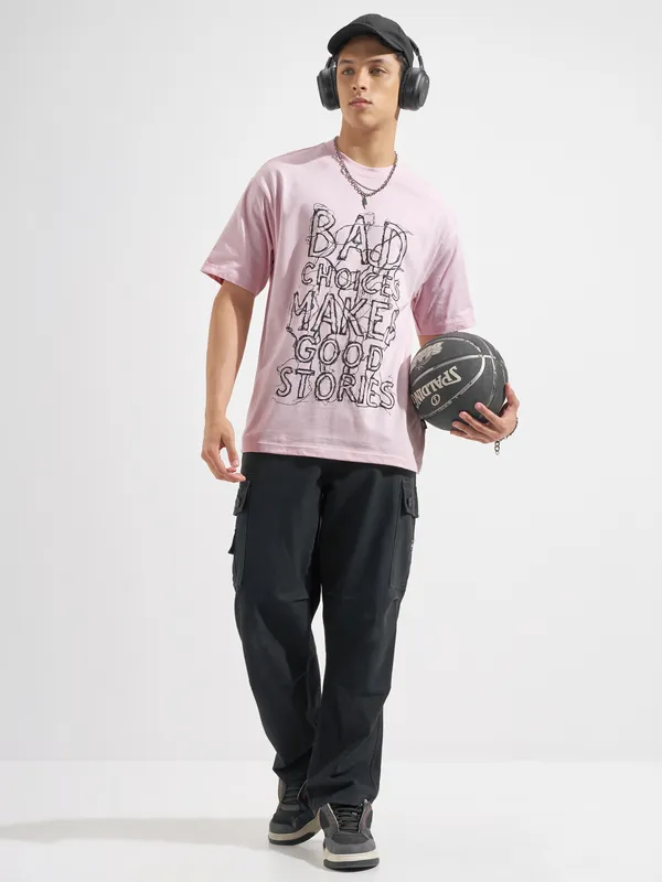 Highlander Men Pink Printed Round Neck T-Shirt