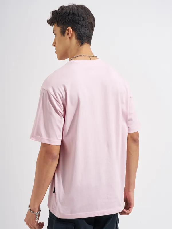 Highlander Men Pink Printed Round Neck T-Shirt