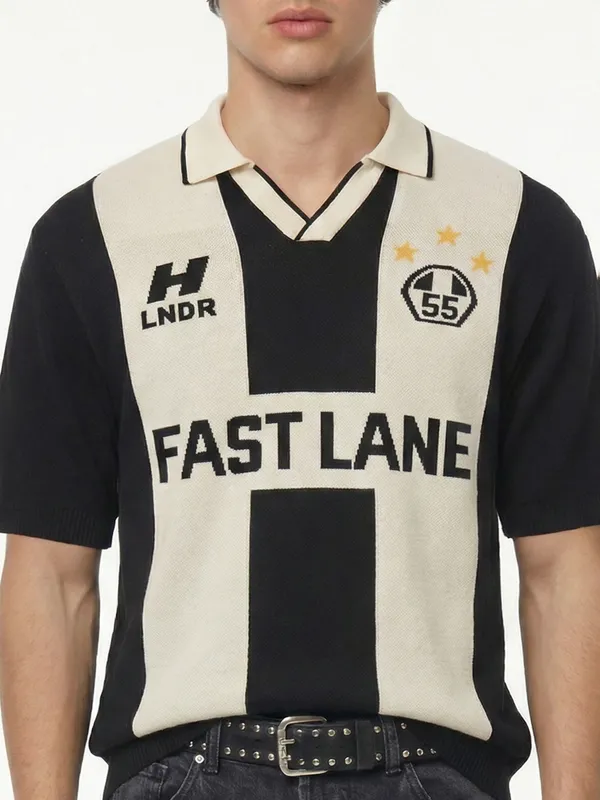 Highlander Men Black Printed Polo Collar T-Shirt