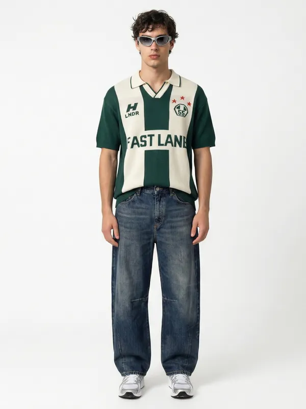 Highlander Men Green Printed Polo Collar T-Shirt