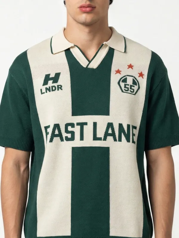 Highlander Men Green Printed Polo Collar T-Shirt