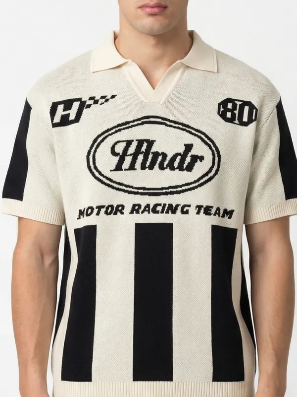 Highlander Men Beige Printed Polo Collar T-Shirt