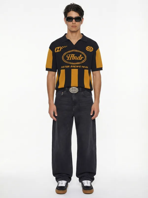 Highlander Men Mustard Printed Polo Collar T-Shirt