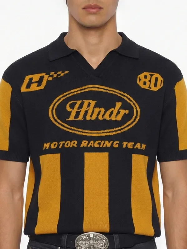 Highlander Men Mustard Printed Polo Collar T-Shirt