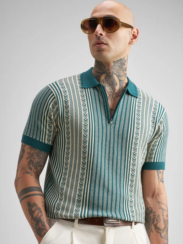 Self Design Polo Collar T-Shirt