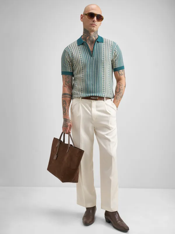 Self Design Polo Collar T-Shirt