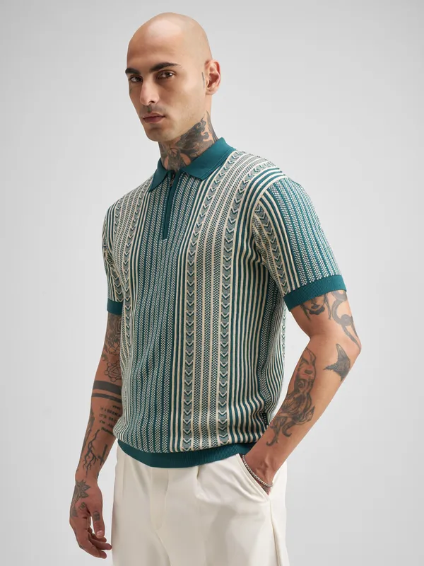 Self Design Polo Collar T-Shirt