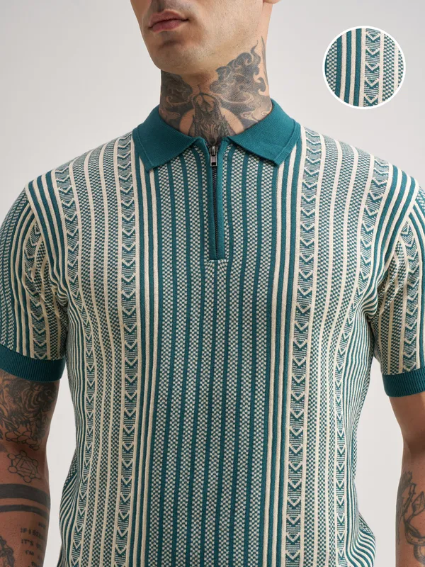 Self Design Polo Collar T-Shirt