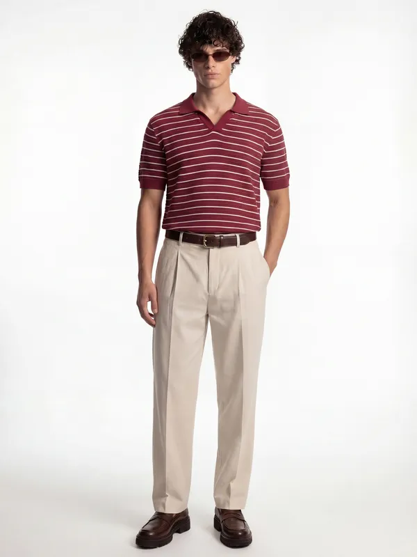 Self Design Polo Collar T-Shirt