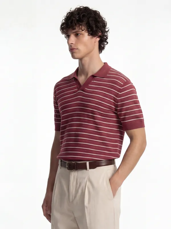 Self Design Polo Collar T-Shirt