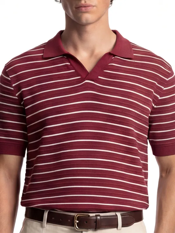 Self Design Polo Collar T-Shirt