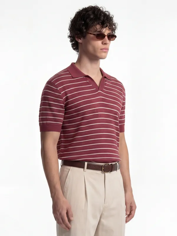 Self Design Polo Collar T-Shirt