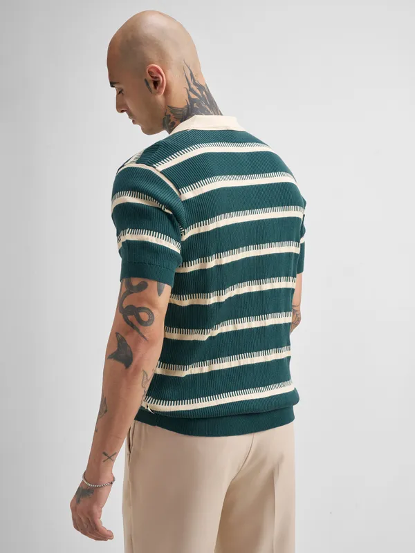 Self Design Polo Collar T-Shirt