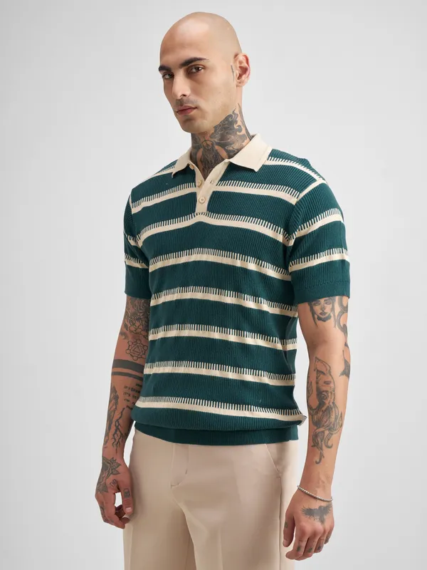 Self Design Polo Collar T-Shirt