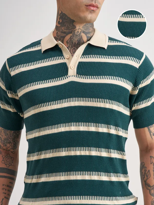 Self Design Polo Collar T-Shirt