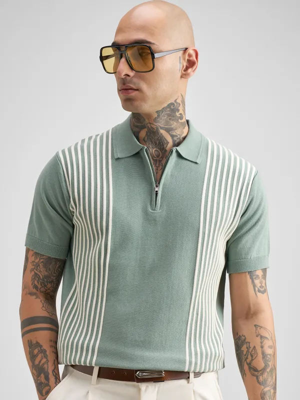Self Design Polo Collar T-Shirt