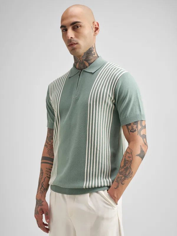 Self Design Polo Collar T-Shirt