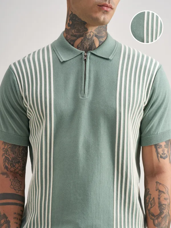 Self Design Polo Collar T-Shirt