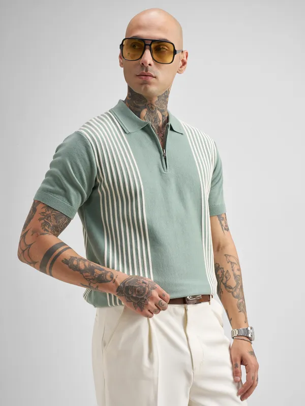 Self Design Polo Collar T-Shirt