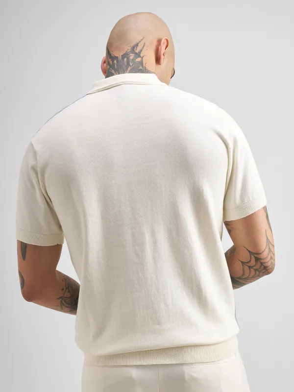 Highlander Men Multi Self Design Polo Collar T-Shirt