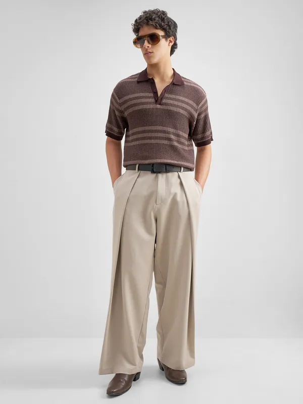 Self Design Polo Collar T-Shirt