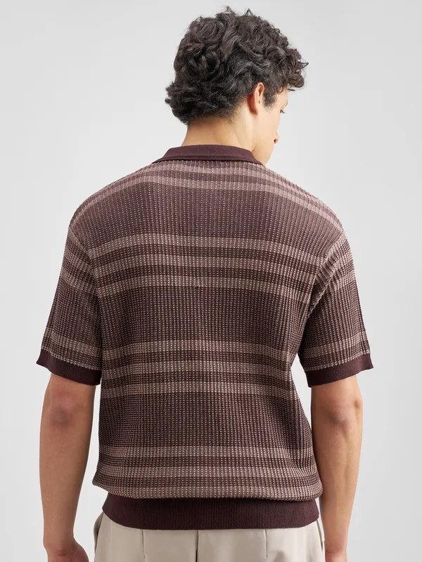 Self Design Polo Collar T-Shirt