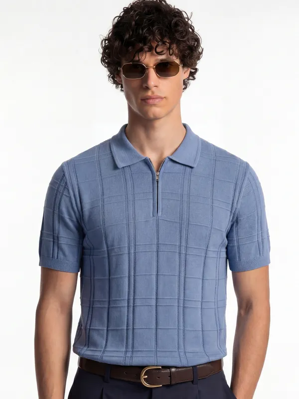 Self Design Polo Collar T-Shirt