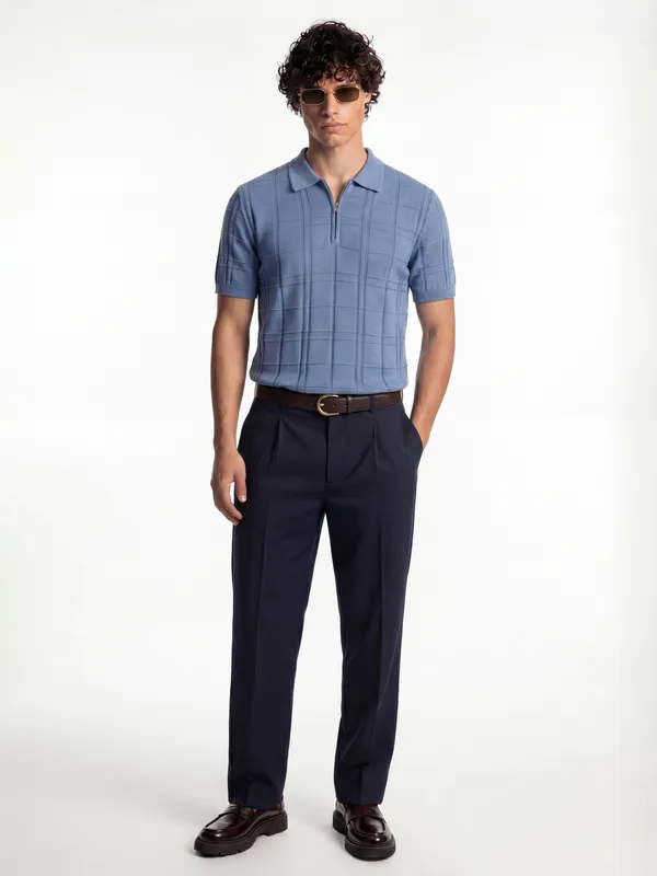 Self Design Polo Collar T-Shirt