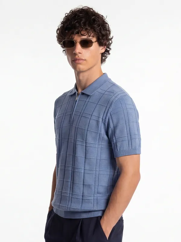 Self Design Polo Collar T-Shirt