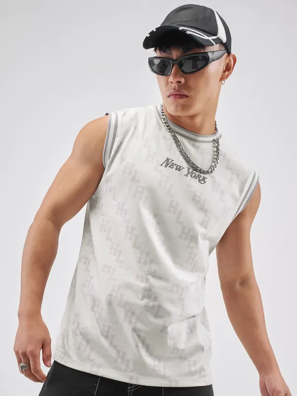 Highlander Men Off White Printed Round Neck T-Shirt