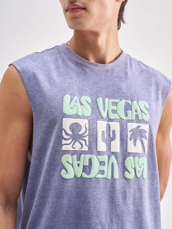 Highlander Men Blue Printed Round Neck T-Shirt