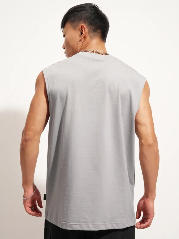 Highlander Men Grey Printed Round Neck T-Shirt