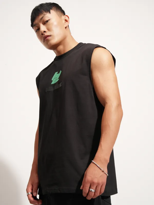 Highlander Men Black Printed Round Neck T-Shirt