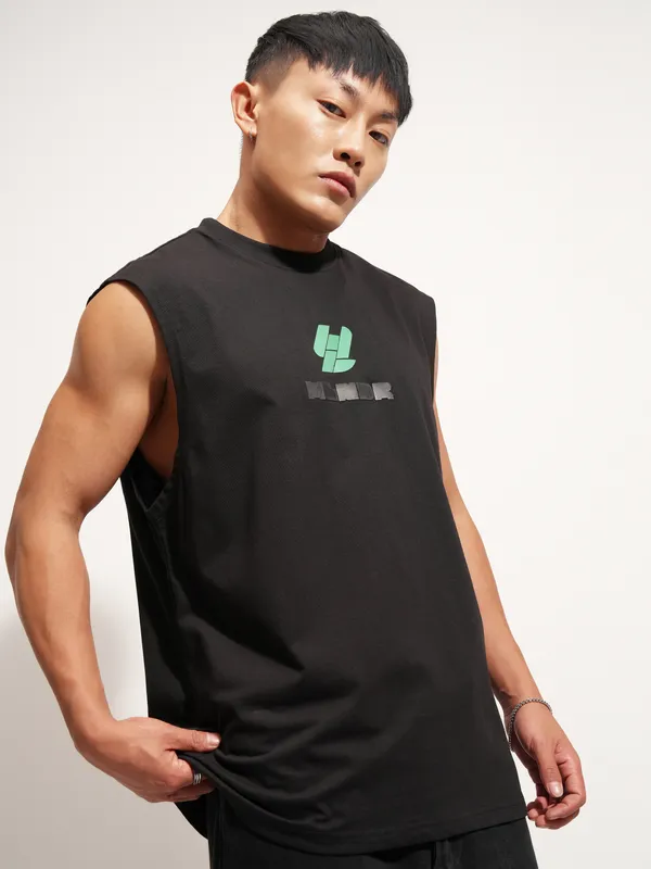 Highlander Men Black Printed Round Neck T-Shirt