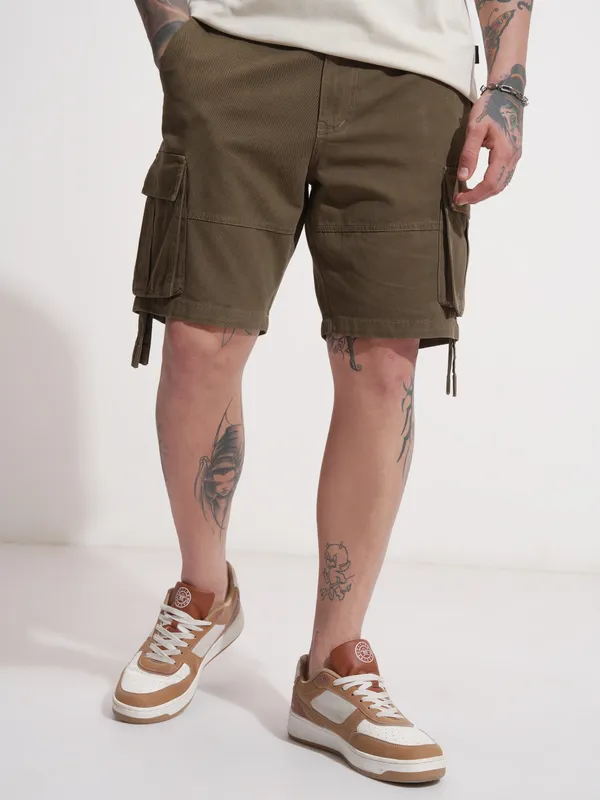 Highlander Men Brown Relaxed Fit Cargo Shorts
