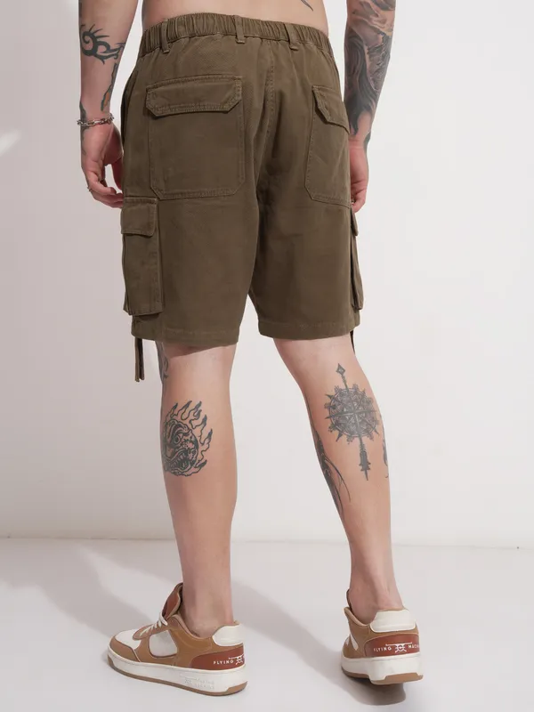 Highlander Men Brown Relaxed Fit Cargo Shorts