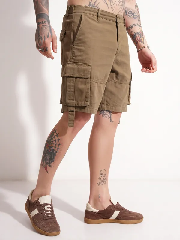Highlander Men Brown Regular Fit Cargo Shorts