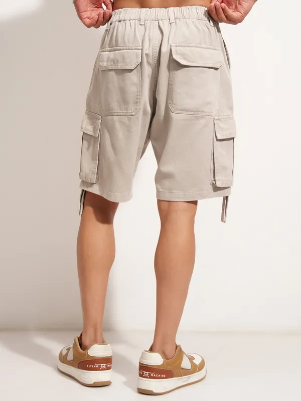 Highlander Men Silver Relaxed Fit Cargo Shorts